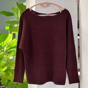 Vince Camuto Burgundy Boat Neck Pullover Knit Sweater